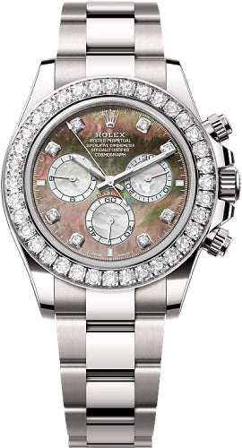 Rolex Cosmograph Daytona 40mm Black & White MOP Diamond-Set Dial Oyster Bracelet Diamond-Set Bezel - 126579RBR | 2024 Model