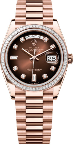 Rolex Day-Date 36 36mm Brown Ombré Diamond-Set Dial Diamond-Set Bezel President Bracelet - 128395TBR