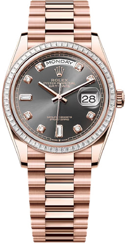 Rolex Day-Date 36 36mm Slate Diamond-Set Dial Diamond-Set Bezel President Bracelet - 128395TBR | 2024 Model