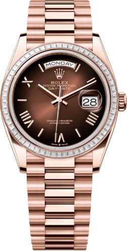 Rolex Day-Date 36 36mm Brown Ombré Dial Diamond-Set Bezel President Bracelet - 128395TBR | 2024 Model