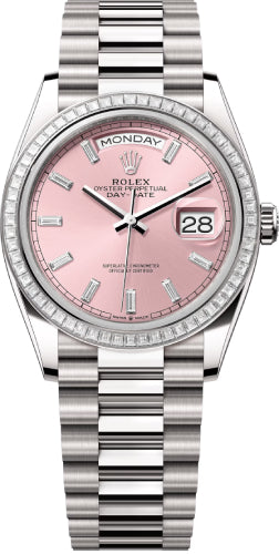 Rolex Day-Date 36 36mm Pink Diamond-Set Dial Diamond-Set Bezel President Bracelet - 128399TBR