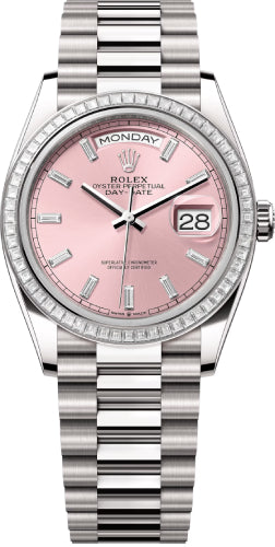 Rolex Day-Date 36 36mm Pink Diamond-Set Dial Diamond-Set Bezel President Bracelet - 128399TBR | 2024 Model