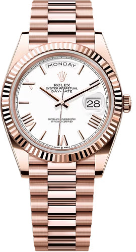 Rolex Day-Date 40 40mm Slate White Roman Dial Fluted Bezel President Bracelet - 228235 | 2024 Model