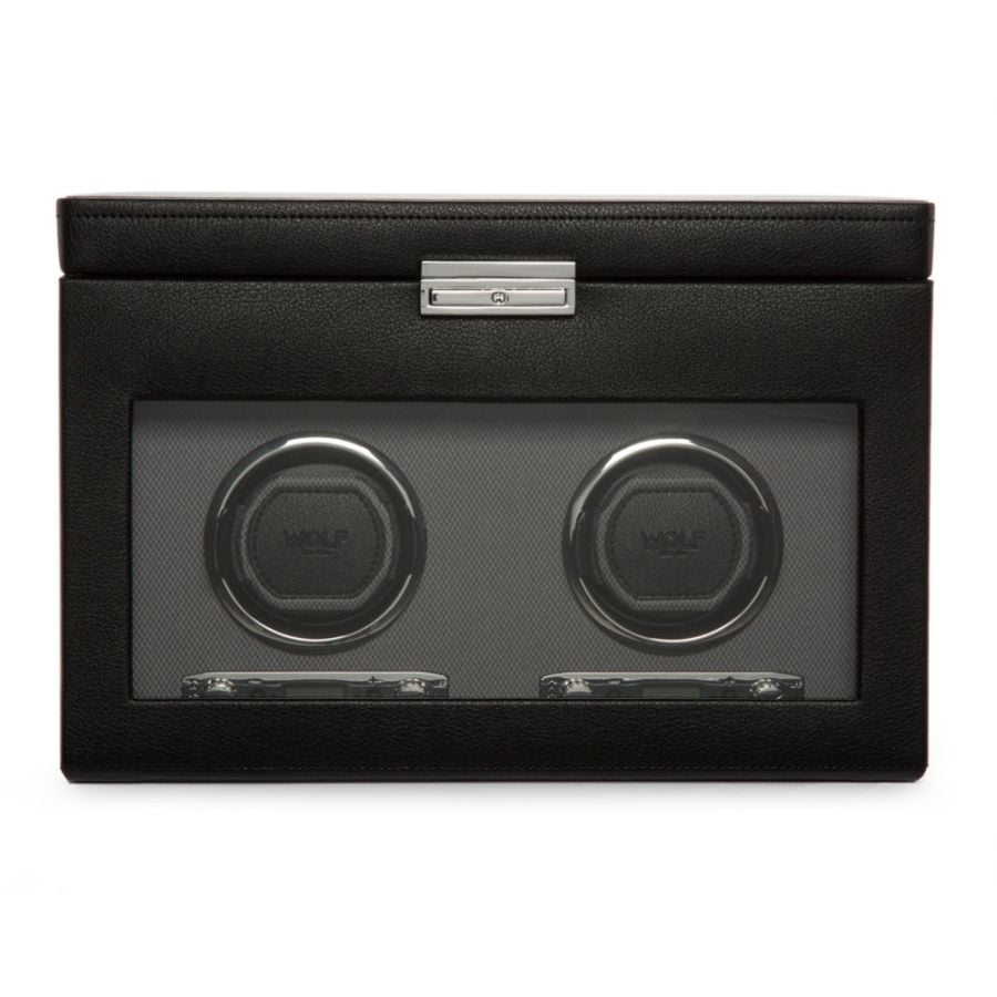 Classic Double Watch Winder with Storage