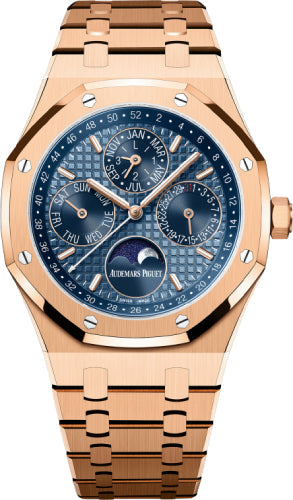 Audemars Piguet Royal Oak 41mm Perpetual Calendar Rose Gold Blue Dial - 26574OR.OO.1220OR.03