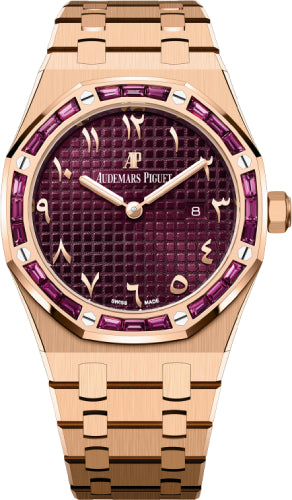 Audemars Piguet Royal Oak Quartz White Gold Diamond Baguette Bezel 33mm Purple Dial | 67656BC.ZZ.1261BC.01