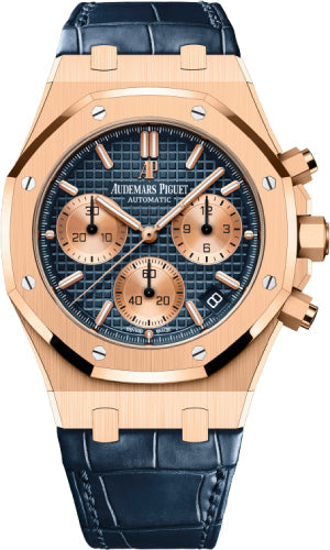 Audemars Piguet Royal Oak 41mm Selfwinding Chronograph Rose Gold Blue Dial Strap - 26239OR.OO.D315CR.01