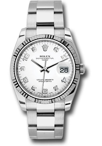 Buy Rolex Date 34 Watch - White Five Diamond Dial 115234 wdao