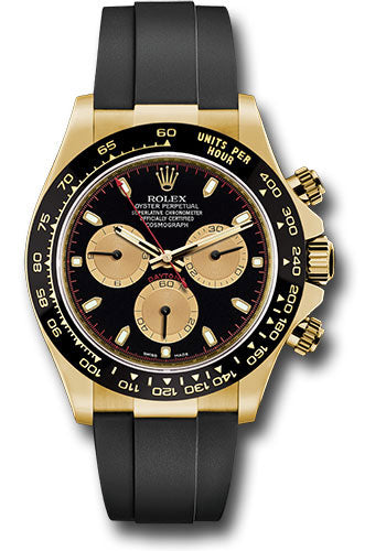 Rolex Yellow Gold Cosmograph Daytona 40 Watch - Black Paul Newman Index Dial - Black Oysterflex Strap - 116518LN bkchof