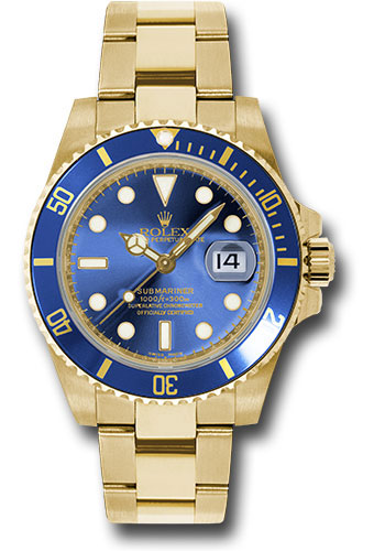 Rolex Yellow Gold Submariner Date Watch - Blue Dial - 116618 bl