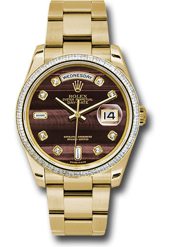 Rolex Yellow Gold Day-Date 36 Watch -  Bezel - Bulls Eye Diamond Dial - Oyster Bracelet - 118398 bedo