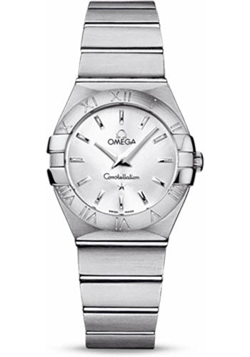 Omega Ladies Constellation Quartz Watch - 27 mm Brushed Steel Case - Silver Dial - 123.10.27.60.02.001