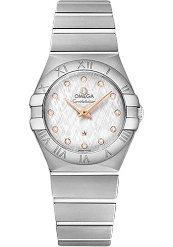 Omega Constellation Quartz Watch - 27 mm Steel Case - White -Silvery Diamond Dial - 123.10.27.60.52.001