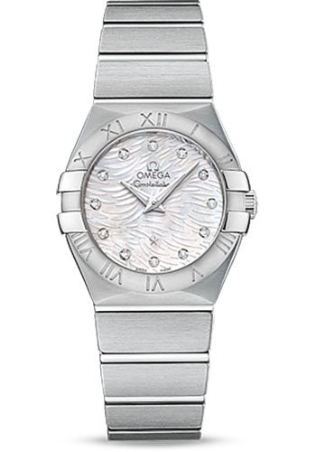 Omega Constellation Quartz Watch - 27 mm Steel Case - Mother-Of-Pearl Diamond Dial - 123.10.27.60.55.004