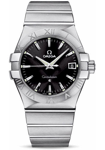 Omega Gents Constellation Quartz Watch - 35 mm Brushed Steel Case - Black Dial - 123.10.35.60.01.001