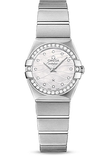 Omega Constellation Quartz Watch - 24 mm Steel Case - Diamond-Set Steel Bezel - Mother-Of-Pearl Diamond Dial - 123.15.24.60.55.006