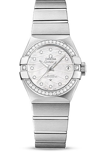 Omega Constellation Co-Axial Watch - 27 mm Steel Case - Diamond-Set Steel Bezel - Mother-Of-Pearl Dial - 123.15.27.20.55.002