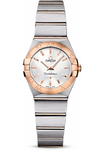 Omega Ladies Constellation Quartz Watch - 24 mm Brushed Steel And Red Gold Case - Silver Dial - 123.20.24.60.02.001