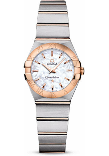 Omega Ladies Constellation Quartz Watch - 24 mm Brushed Steel And Red Gold Case - Mother-Of-Pearl Dial - 123.20.24.60.05.001