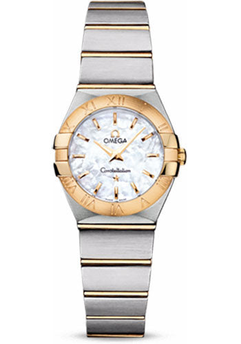 Omega Ladies Constellation Quartz Watch - 24 mm Brushed Steel And Yellow Gold Case - Mother-Of-Pearl Dial - 123.20.24.60.05.002