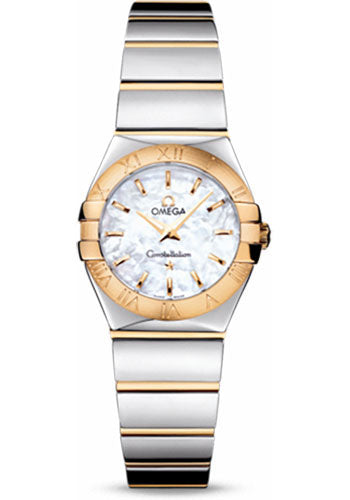 Omega Ladies Constellation Polished Quartz Watch - 24 mm Polished Steel And Yellow Gold Case - Mother-Of-Pearl Dial - Steel And Yellow Gold Bracelet - 123.20.24.60.05.004