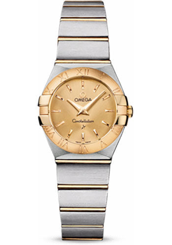 Omega Ladies Constellation Quartz Watch - 24 mm Brushed Steel And Yellow Gold Case - Champagne Dial - 123.20.24.60.08.001