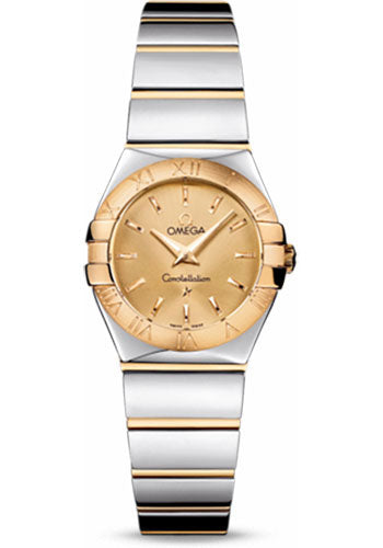 Omega Ladies Constellation Polished Quartz Watch - 24 mm Polished Steel And Yellow Gold Case - Champagne Dial - Steel And Yellow Gold Bracelet - 123.20.24.60.08.002