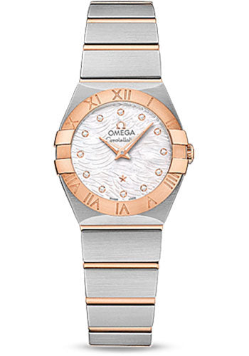 Omega Constellation Quartz Watch - 24 mm Steel Case - 18K Red Gold Bezel - Mother-Of-Pearl Diamond Dial - 123.20.24.60.55.007