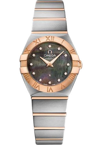 Omega Constellation Quartz Tahiti Watch - 24 mm Steel And Red Gold Case - Tahiti Mother-Of-Pearl Diamond Dial - 123.20.24.60.57.005