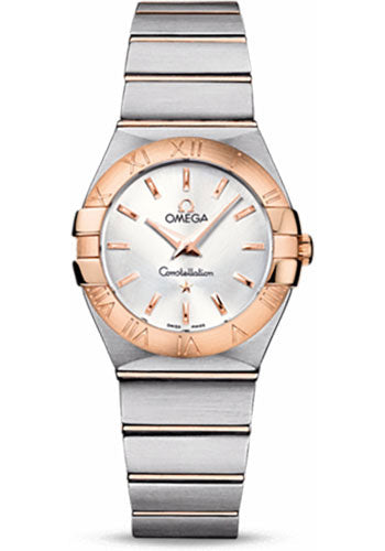 Omega Ladies Constellation Quartz Watch - 27 mm Brushed Steel And Red Gold Case - Silver Dial - 123.20.27.60.02.001
