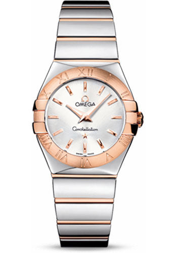 Omega Ladies Constellation Polished Quartz Watch - 27 mm Polished Steel And Red Gold Case - Silver Dial - Steel And Red Gold Bracelet - 123.20.27.60.02.003