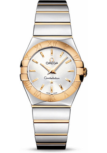 Omega Ladies Constellation Polished Quartz Watch - 27 mm Polished Steel And Yellow Gold Case - Silver Dial - Steel And Yellow Gold Bracelet - 123.20.27.60.02.004