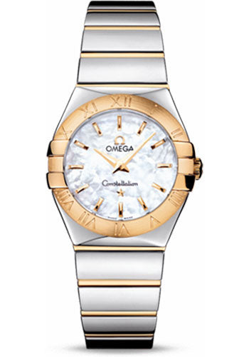 Omega Ladies Constellation Polished Quartz Watch - 27 mm Polished Steel And Yellow Gold Case - Mother-Of-Pearl Dial - Steel And Yellow Gold Bracelet - 123.20.27.60.05.004