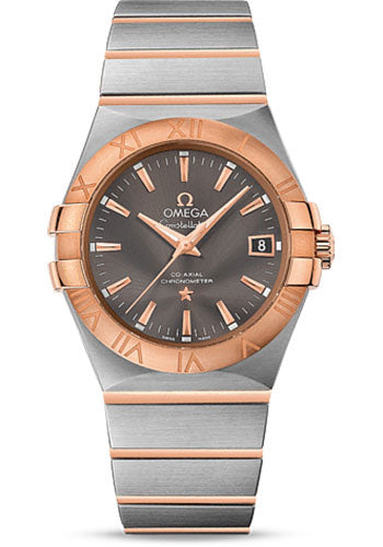 Omega Constellation Co-Axial Watch - 35 mm Steel Case - 18K Red Gold Bezel - Grey Dial - 123.20.35.20.06.002
