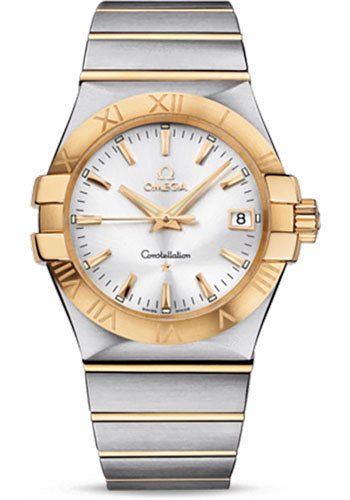 Omega Gents Constellation Quartz Watch - 35 mm Brushed Steel And Yellow Gold Case - Silver Dial - 123.20.35.60.02.002