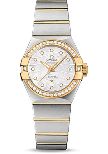 Omega Constellation Co-Axial Watch - 27 mm Steel And Yellow Gold Case - Diamond-Set Yellow Gold Bezel - Mother-Of-Pearl Dial - Steel Bracelet - 123.25.27.20.55.004
