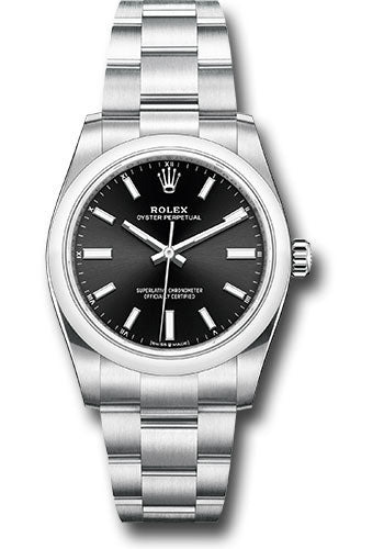 Rolex Oyster Perpetual 34 Watch - Domed Bezel - Black Index Dial - Oyster Bracelet - 2020 Release - 124200 bkio