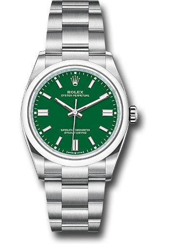 Rolex Oyster Perpetual 36 Watch - Domed Bezel - Green Index Dial - Oyster Bracelet - 2020 Release - 126000 greio