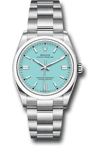 Rolex Oyster Perpetual 36 Watch - Domed Bezel - Turquoise Blue Index Dial - Oyster Bracelet - 2020 Release - 126000 tbio