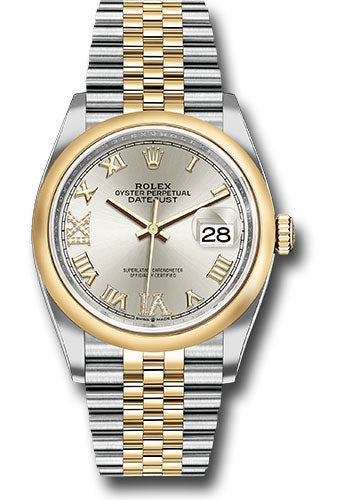 Rolex Steel and Yellow Gold Rolesor Datejust 36 Watch - Domed Bezel - Silver Roman Dial - Jubilee Bracelet - 126203 sdr69j