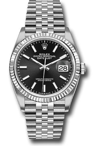 Rolex Steel Datejust 36 Watch - Fluted Bezel - Black Index Dial - Jubilee Bracelet - 2019 Release - 126234 bkij