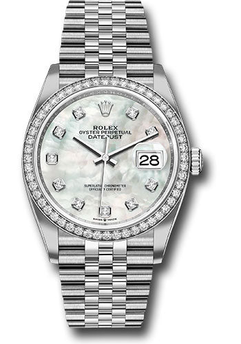 Rolex Steel Datejust 36 Watch - Diamond Bezel - Mother-of-Pearl Diamond Dial - Jubilee Bracelet - 2019 Release - 126284RBR mdj
