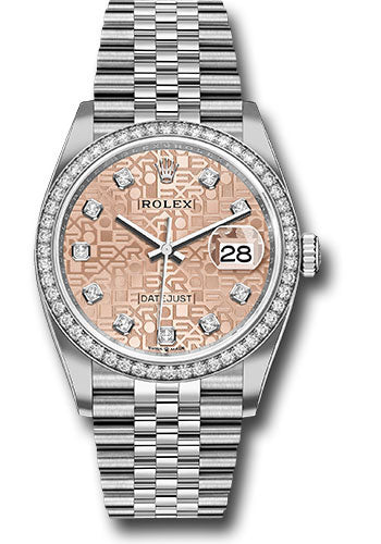 Rolex Steel Datejust 36 Watch - Diamond Bezel - Pink Jubilee Diamond Dial - Jubilee Bracelet - 2019 Release - 126284RBR pjdj