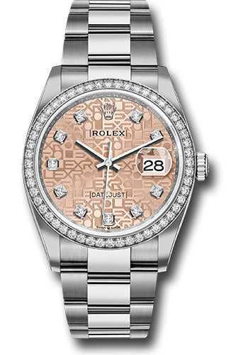 Rolex Steel Datejust 36 Watch - Diamond Bezel - Pink Jubilee Diamond Dial - Oyster Bracelet - 2019 Release - 126284RBR pjdo