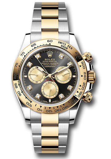 Rolex Yellow Rolesor Cosmograph Daytona Watch - Fixed Bezel - Black And Golden Diamond Dial - Oyster Bracelet - 126503 bkchdo