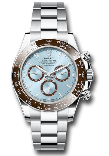 Rolex Platinum Cosmograph Daytona Watch - Chestnut Brown Cerachrom Bezel - Ice Blue Index Dial - Oyster Bracelet - 126506 ibio