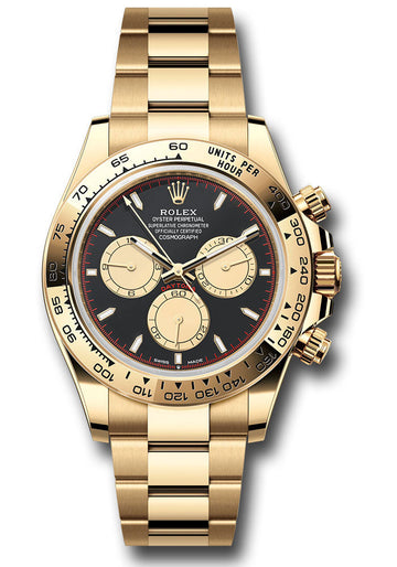 Rolex Yellow Gold Cosmograph Daytona Watch - Fixed Bezel - Black And Champagne Index Dial - Oyster Bracelet - 126508 bkchio