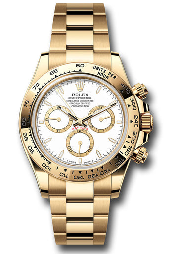 Rolex Yellow Gold Cosmograph Daytona Watch - Fixed Bezel - White Index Dial - Oyster Bracelet - 126508 wio