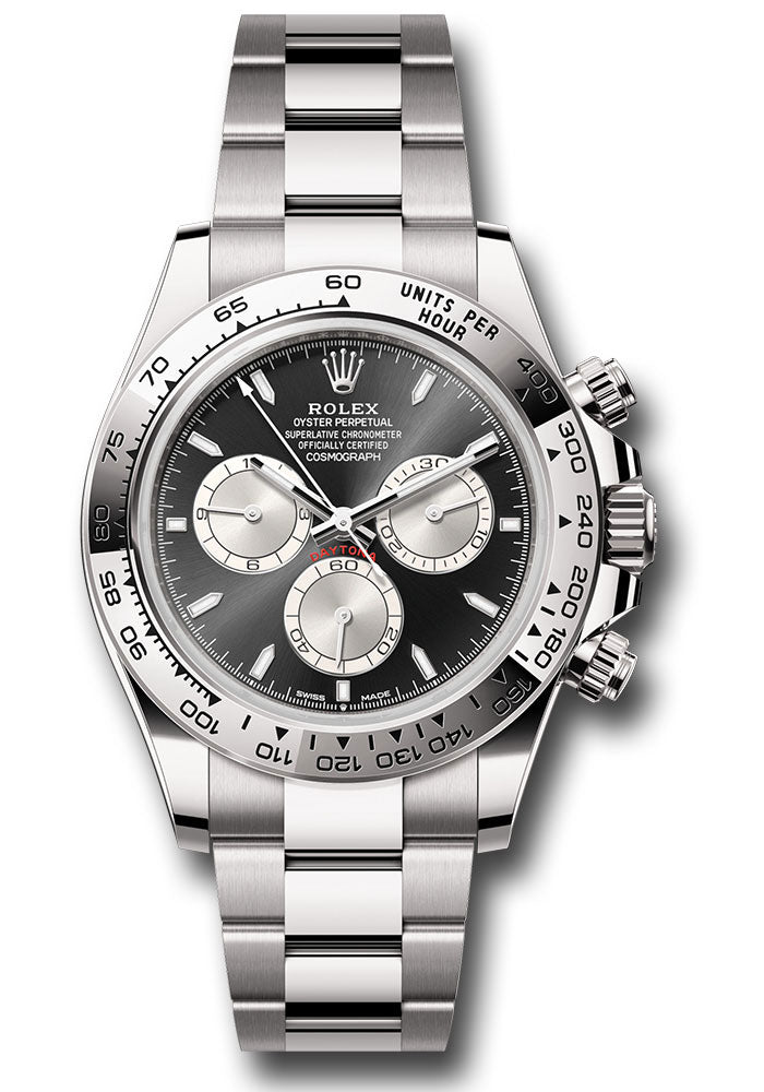 Rolex White Gold Cosmograph Daytona Watch - Fixed Bezel - Black And Steel Index Dial - Oyster Bracelet - 126509 bkstio
