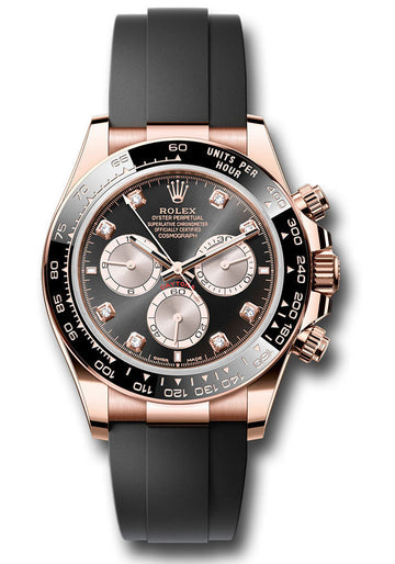 Rolex Everose Gold Cosmograph Daytona Watch - Black Cerachrom Bezel - Black And Sundust Diamond Dial - Oysterflex Strap - 126515ln bksudof